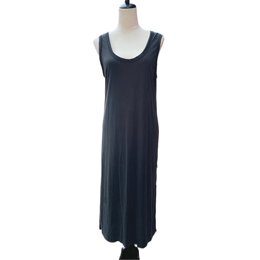 The Hanger Soft Modal Relaxed Sleeveless Black Midi Tank Dress Large Minimalist